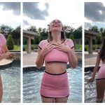 Christina Khalil Leaked Pink Wet Shirt In Pool Video 3466