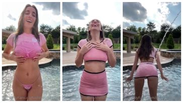 Christina Khalil Leaked Pink Wet Shirt In Pool Video 3466